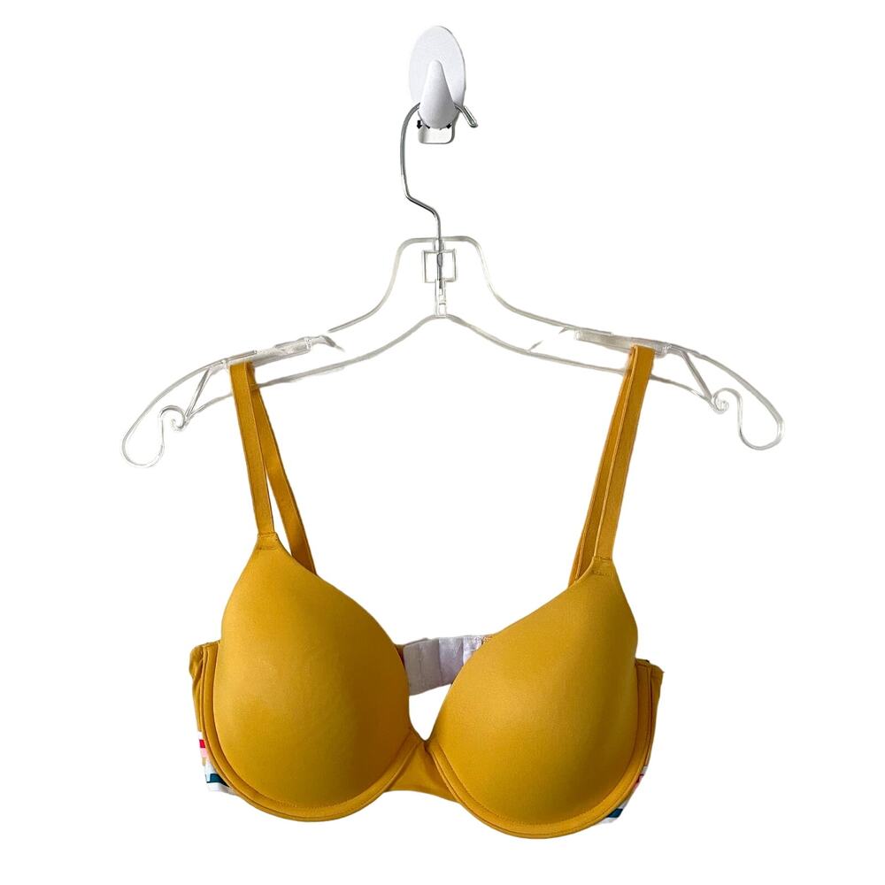 Victoria's Secret Pink Padded Underwire Bra Yellow Size 34D